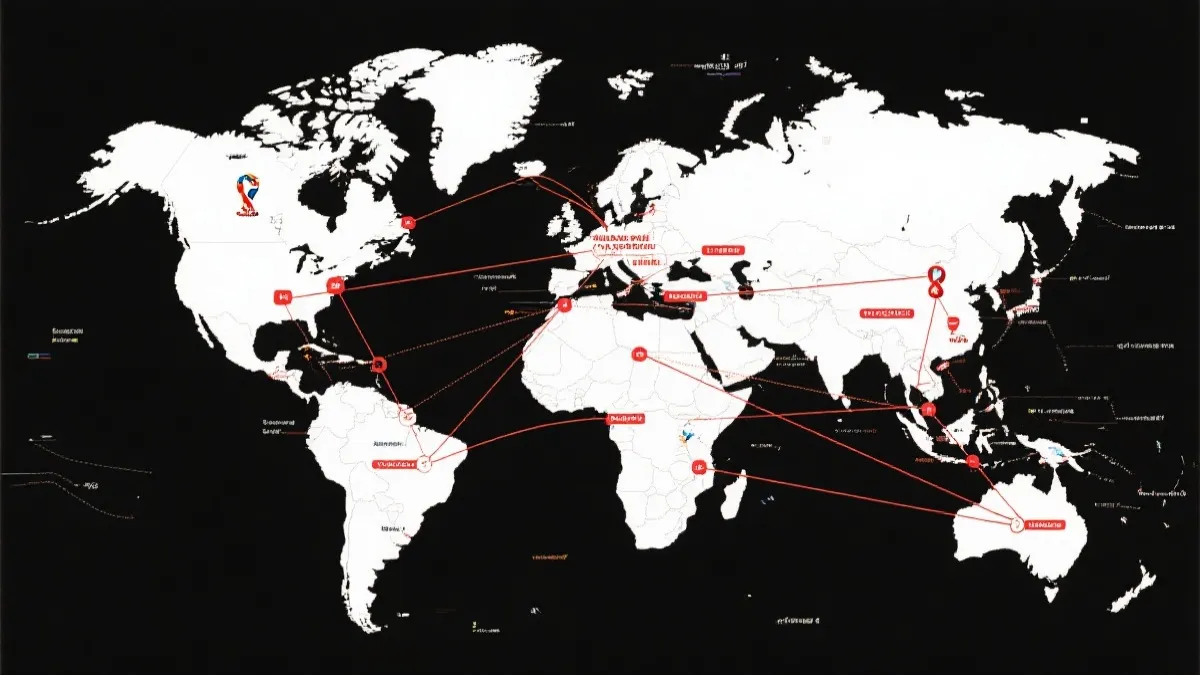 世界杯预选赛分组抽签与晋级路径示意图，强调概率与路径